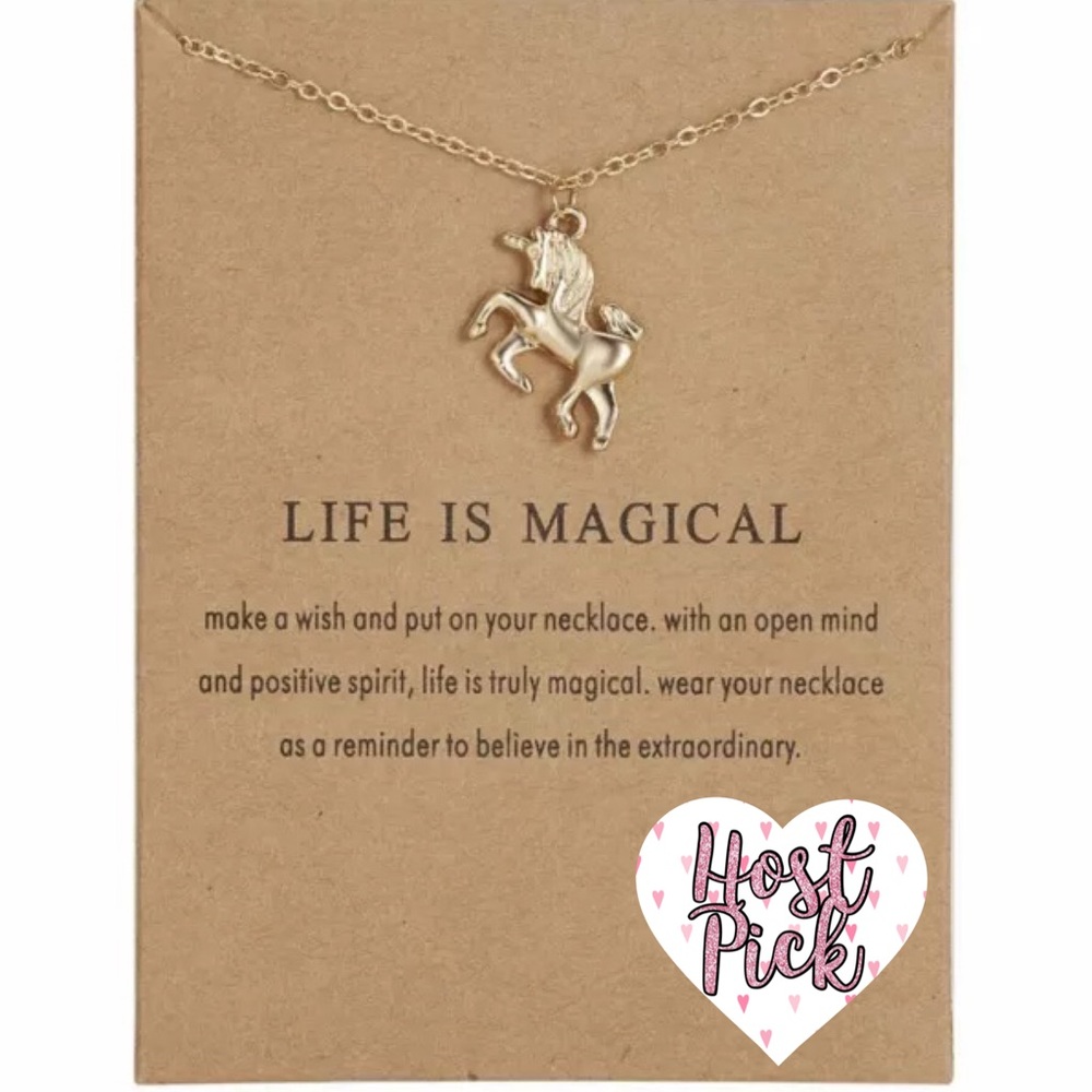 ‼️3/$30 Boho Life is Magical Unicorn Wish Necklace